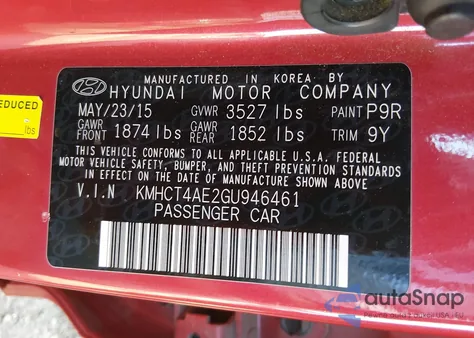 2016 Hyundai Accent Se z USA, uszkodzony, nr VIN KMHCT4AE2GU946461